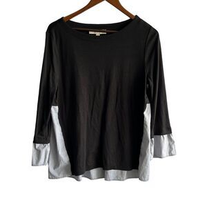 Women's Loft Black & White Long Sleeve Top
